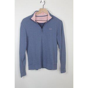 Vineyard Vines Sweater Womens XS Blue Pullover 1/4 Zip Long Sleeve Warm Soft